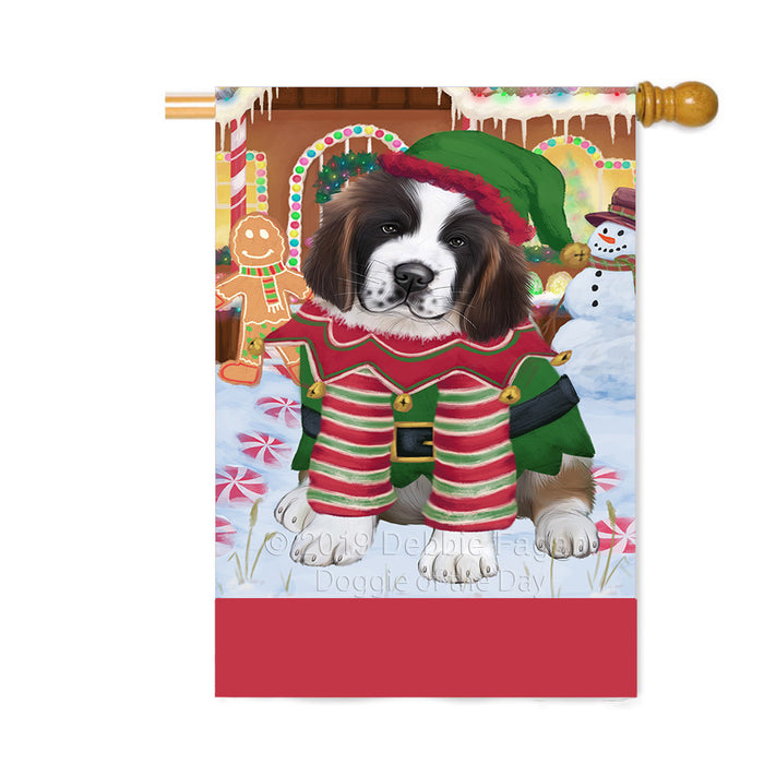 Personalized Gingerbread Candyfest Saint Bernard Dog Custom House Flag FLG63981