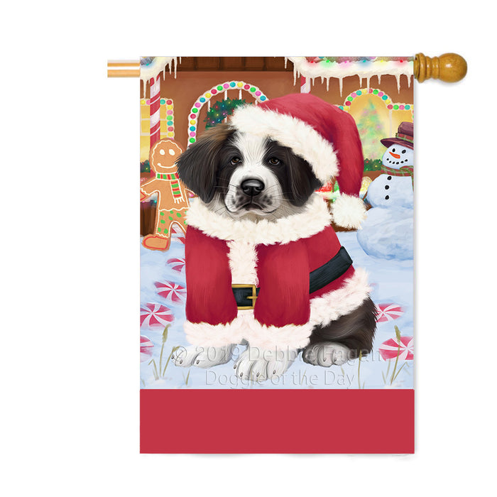 Personalized Gingerbread Candyfest Saint Bernard Dog Custom House Flag FLG63983