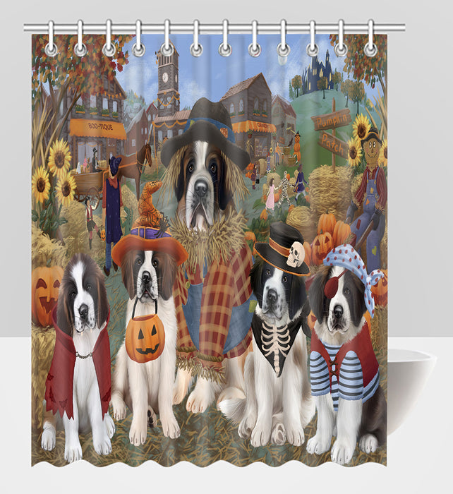 Halloween 'Round Town Saint Bernard Dogs Shower Curtain