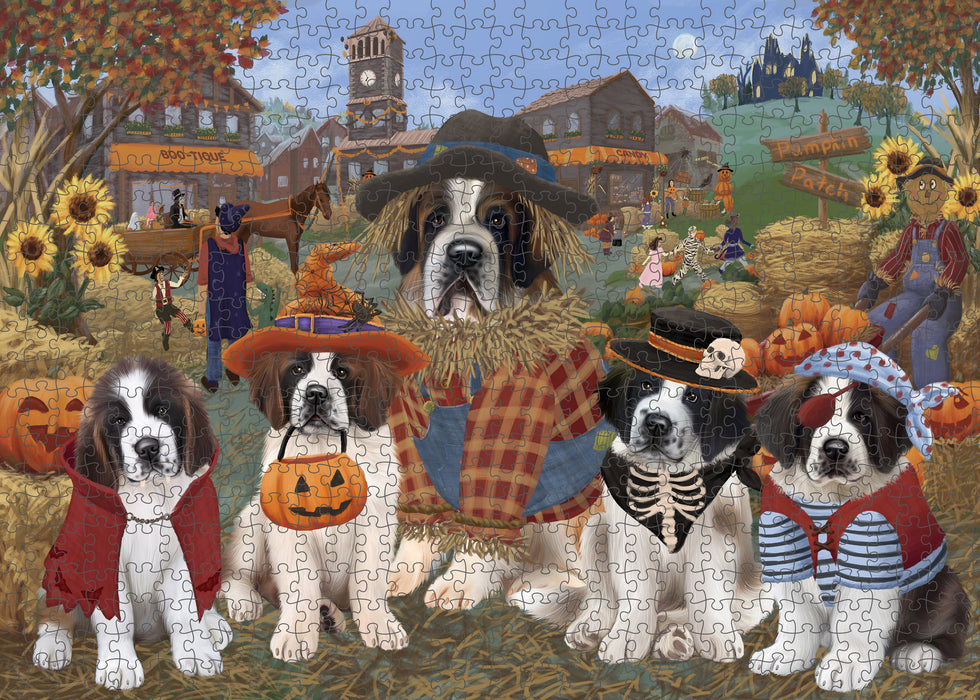 Halloween 'Round Town Saint Bernard Dogs Puzzle with Photo Tin PUZL98804
