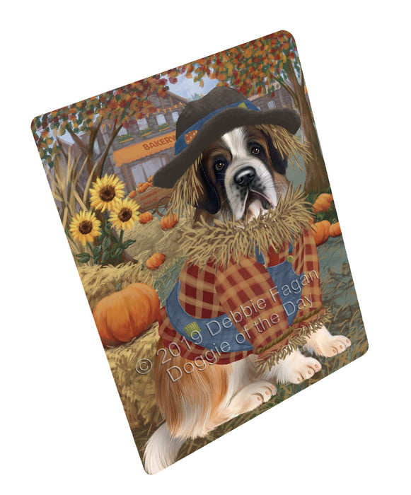 Fall Pumpkin Scarecrow St. Bernard Dogs Cutting Board - For Kitchen - Scratch & Stain Resistant - Designed To Stay In Place - Easy To Clean By Hand - Perfect for Chopping Meats, Vegetables