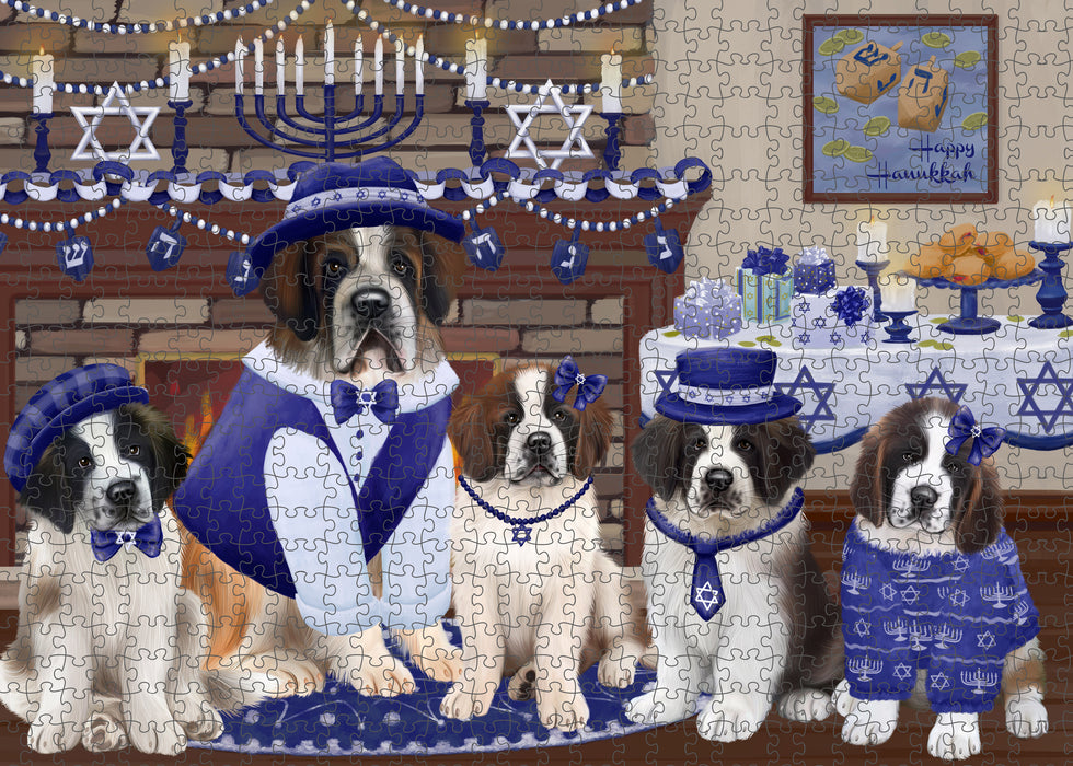Happy Hanukkah Family Saint Bernard Dogs Puzzle with Photo Tin PUZL98924