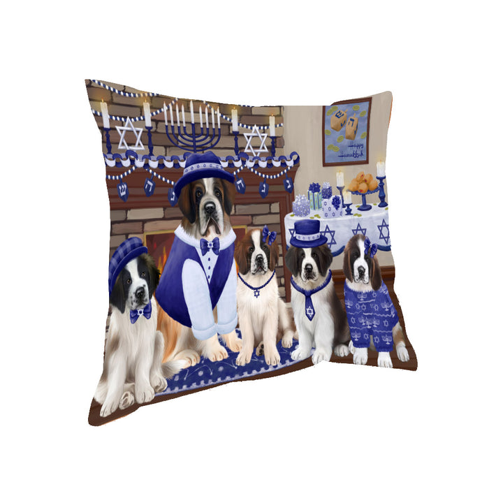 Happy Hanukkah Family Saint Bernard Dogs Pillow PIL85308