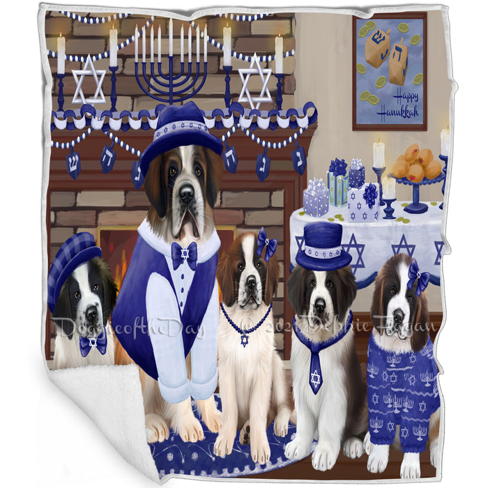 Happy Hanukkah Saint Bernard Dogs Blanket BLNKT144033