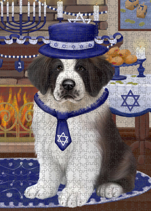 Happy Hanukkah Saint Bernard Dog Puzzle with Photo Tin PUZ99168