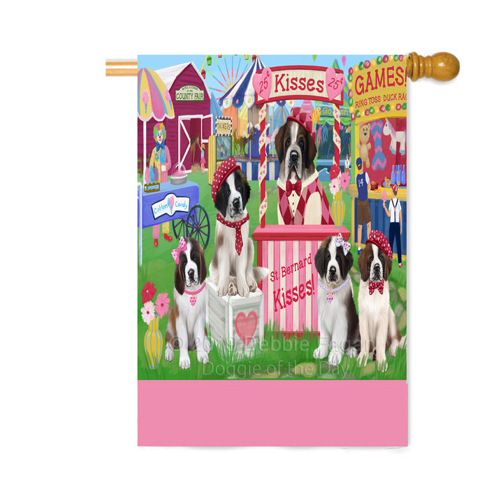 Personalized Carnival Kissing Booth Saint Bernard Dogs Custom House Flag FLG63646
