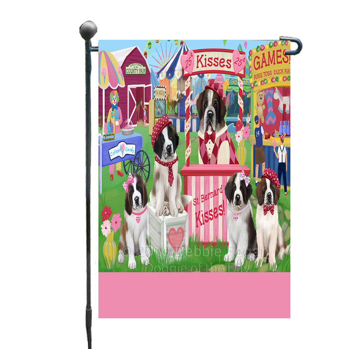 Personalized Carnival Kissing Booth Saint Bernard Dogs Custom Garden Flag GFLG64322