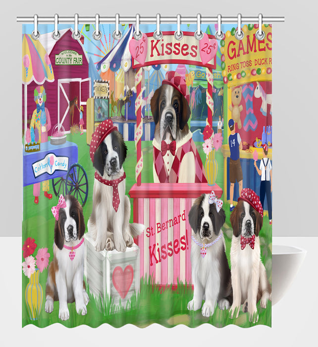 Carnival Kissing Booth Saint Bernard Dogs Shower Curtain