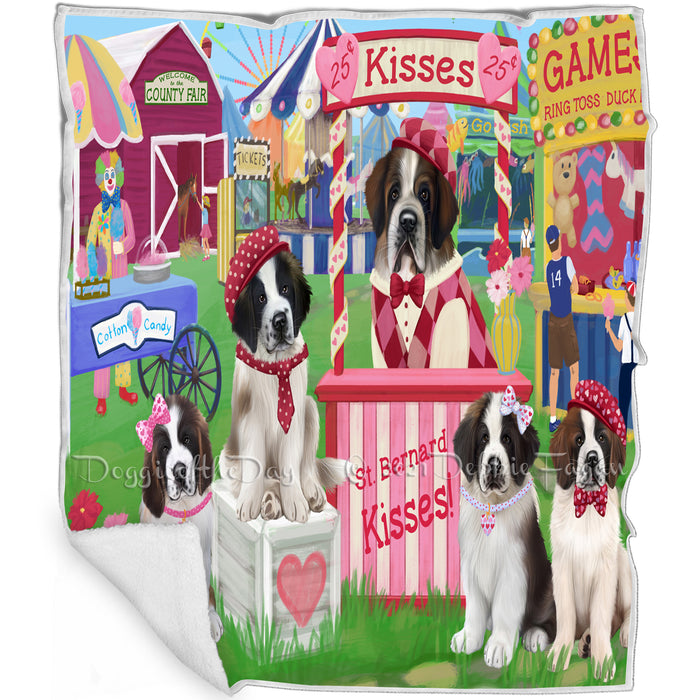 Carnival Kissing Booth Saint Bernard Dogs Blanket BLNKT123780