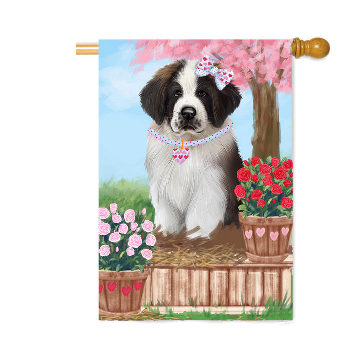 Personalized Rosie 25 Cent Kisses Saint Bernard Dog Custom House Flag FLG64960