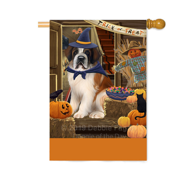 Personalized Enter at Own Risk Trick or Treat Halloween Saint Bernard Dog Custom House Flag FLG-DOTD-A59801