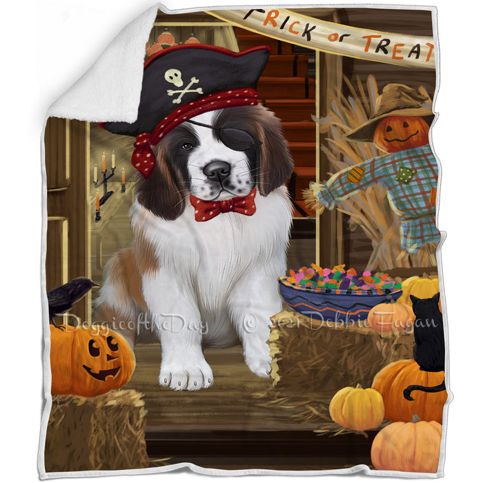 Enter at Own Risk Trick or Treat Halloween Saint Bernard Dog Blanket BLNKT96645