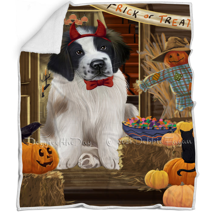 Enter at Own Risk Trick or Treat Halloween Saint Bernard Dog Blanket BLNKT96654
