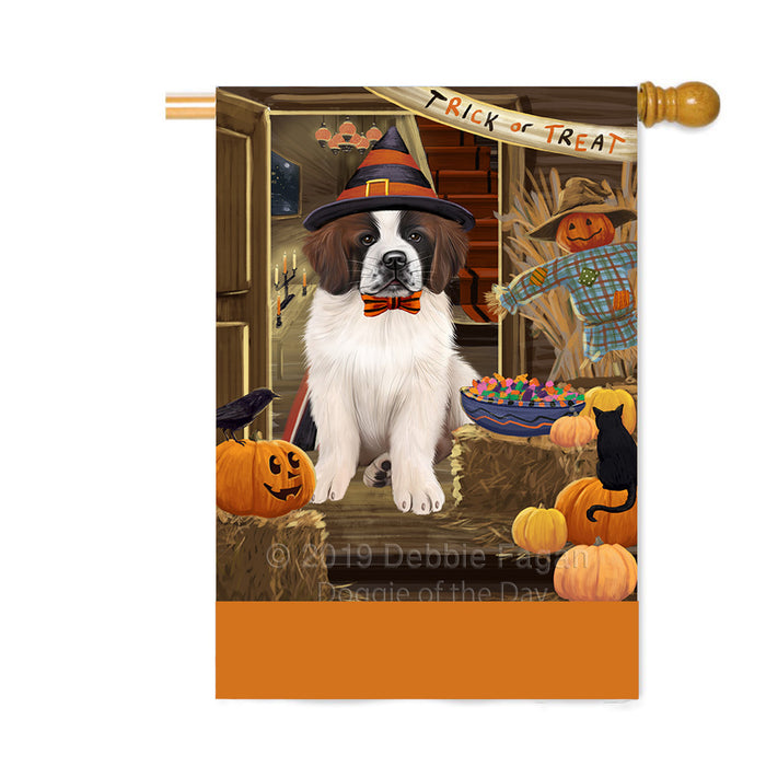 Personalized Enter at Own Risk Trick or Treat Halloween Saint Bernard Dog Custom House Flag FLG-DOTD-A59803