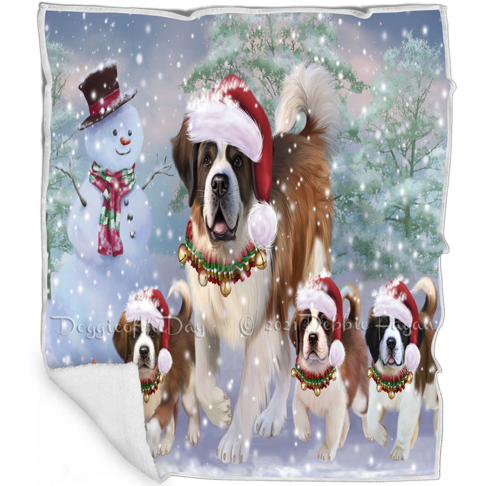 Christmas Running Family Saint Bernards Dog Blanket BLNKT129189