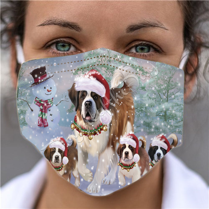 Christmas Running Fammily St. Bernard Dogs Face Mask FM48747