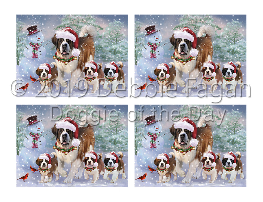 Christmas Running Fammily Saint Bernard Dogs Placemat