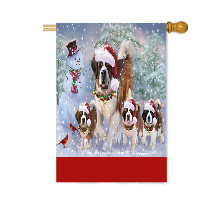 Personalized Christmas Running Family Saint Bernard Dogs Custom House Flag FLG-DOTD-A60408