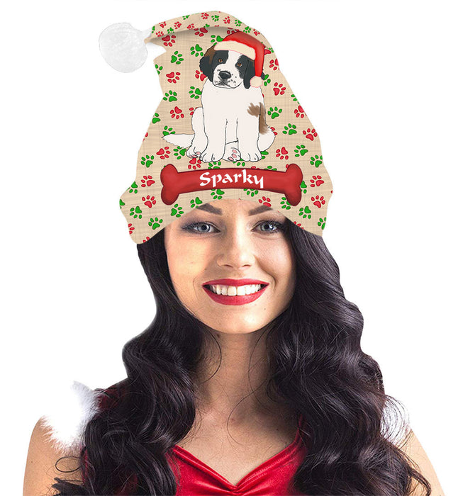 Pet Name Personalized Christmas Paw Print Sphynx Cats Santa Hat