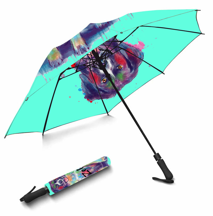Custom Pet Name Personalized Watercolor Stabyhoun DogSemi-Automatic Foldable Umbrella