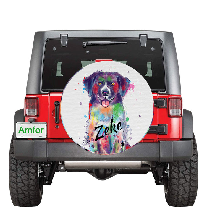 Custom Pet Name Personalized Watercolor Stabyhoun Dog Car Tire Cover