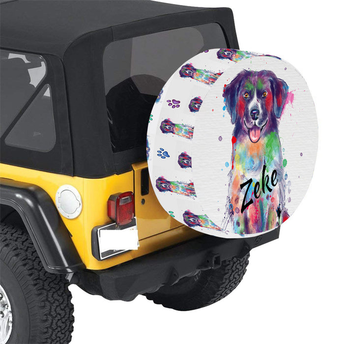 Custom Pet Name Personalized Watercolor Stabyhoun Dog Car Tire Cover