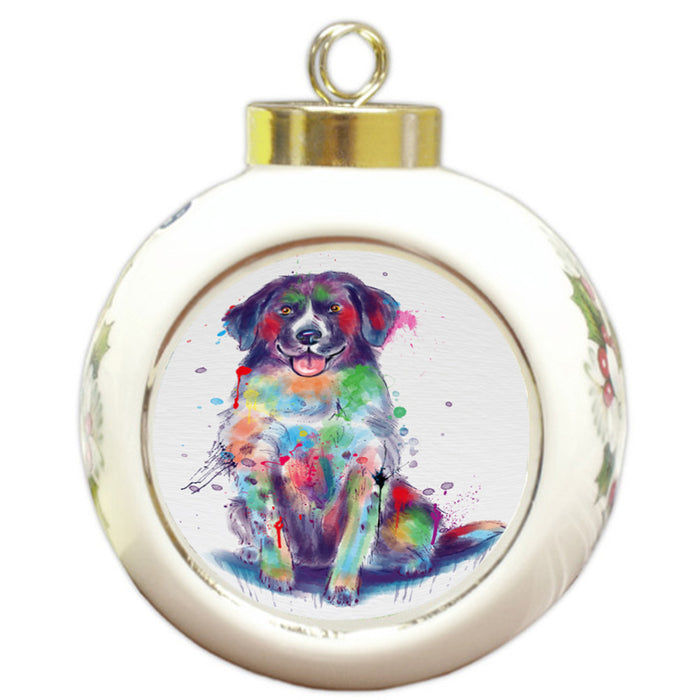 Watercolor Stabyhoun Dog Round Ball Christmas Ornament RBPOR58785