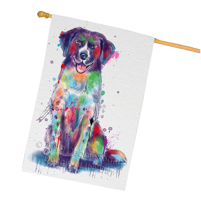 Watercolor Stabyhoun Dog House Flag FLG66437