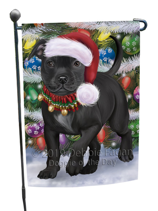 Chistmas Trotting in the Snow Staffordshire Bull Terrier Dog Garden Flags Outdoor Decor for Homes and Gardens Double Sided Garden Yard Spring Decorative Vertical Home Flags Garden Porch Lawn Flag for Decorations GFLG68522