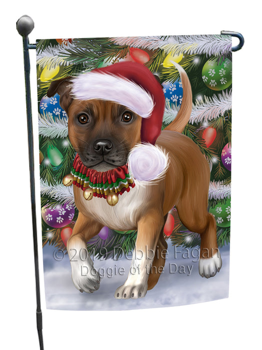 Chistmas Trotting in the Snow Staffordshire Bull Terrier Dog Garden Flags Outdoor Decor for Homes and Gardens Double Sided Garden Yard Spring Decorative Vertical Home Flags Garden Porch Lawn Flag for Decorations GFLG68523