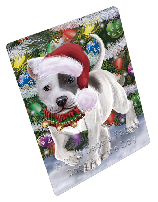 Chistmas Trotting in the Snow Staffordshire Bull Terrier Dog Cutting Board - For Kitchen - Scratch & Stain Resistant - Designed To Stay In Place - Easy To Clean By Hand - Perfect for Chopping Meats, Vegetables, CA84018