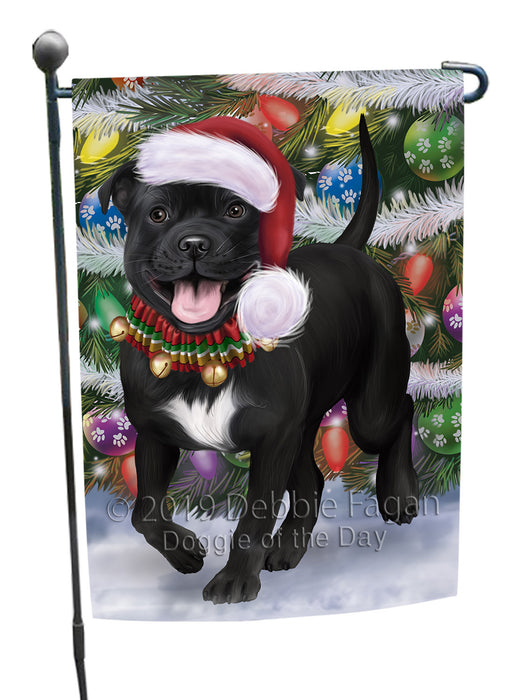 Chistmas Trotting in the Snow Staffordshire Bull Terrier Dog Garden Flags Outdoor Decor for Homes and Gardens Double Sided Garden Yard Spring Decorative Vertical Home Flags Garden Porch Lawn Flag for Decorations GFLG68525