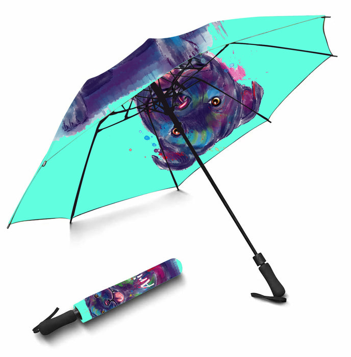 Custom Pet Name Personalized Watercolor Staffordshire Bull Terrier DogSemi-Automatic Foldable Umbrella