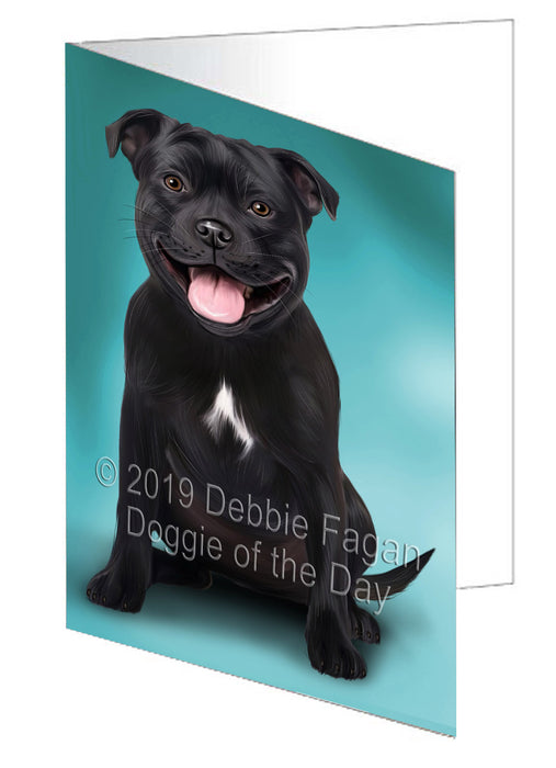 Staffordshire Bull Terrier Dog Handmade Artwork Assorted Pets Greeting Cards and Note Cards with Envelopes for All Occasions and Holiday Seasons GCD77693