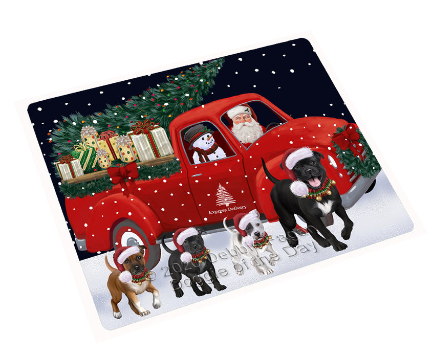 Christmas Express Delivery Red Truck Running Staffordshire Bull Terrier Dogs Cutting Board - Easy Grip Non-Slip Dishwasher Safe Chopping Board Vegetables C77902