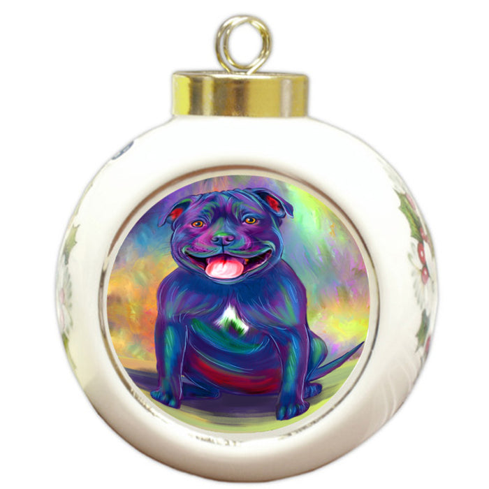 Paradise Wave Staffordshire Bull Terrier Dog Round Ball Christmas Ornament RBPOR58744