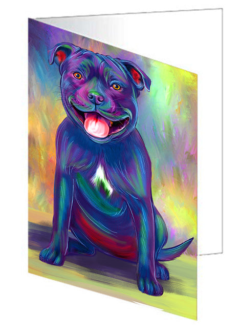 Paradise Wave Staffordshire Bull Terrier Dog Handmade Artwork Assorted Pets Greeting Cards and Note Cards with Envelopes for All Occasions and Holiday Seasons GCD79892