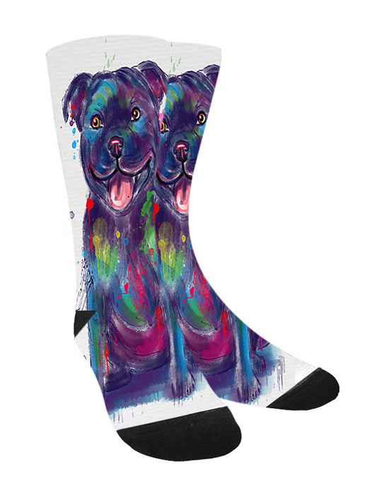 Watercolor Staffordshire Bull Terrier Dog Women's Casual Socks