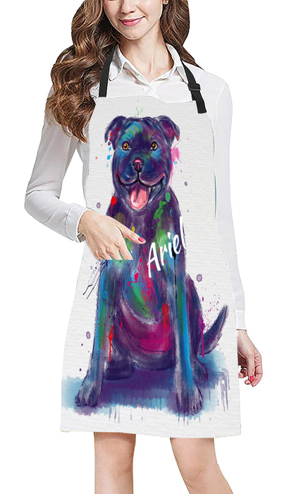 Custom Pet Name Personalized Watercolor Staffordshire Bull Terrier Dog Apron