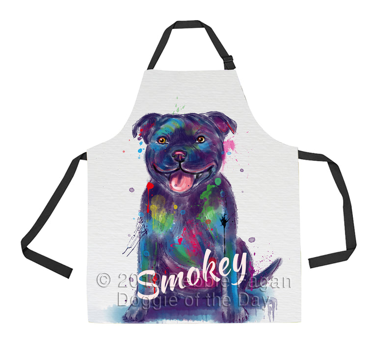Custom Pet Name Personalized Watercolor Staffordshire Bull Terrier Dog Apron