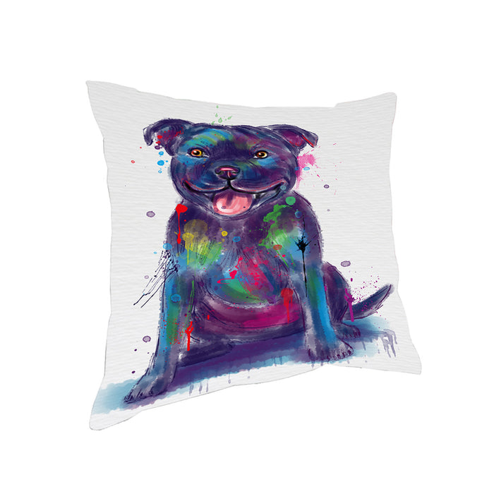 Watercolor Staffordshire Bull Terrier Dog Pillow with Top Quality High-Resolution Images - Ultra Soft Pet Pillows for Sleeping - Reversible & Comfort - Ideal Gift for Dog Lover - Cushion for Sofa Couch Bed - 100% Polyester