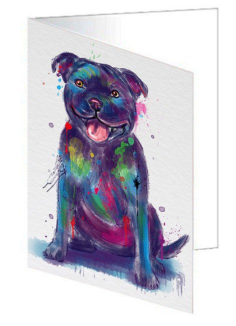 Watercolor Staffordshire Bull Terrier Dog Handmade Artwork Assorted Pets Greeting Cards and Note Cards with Envelopes for All Occasions and Holiday Seasons GCD80018