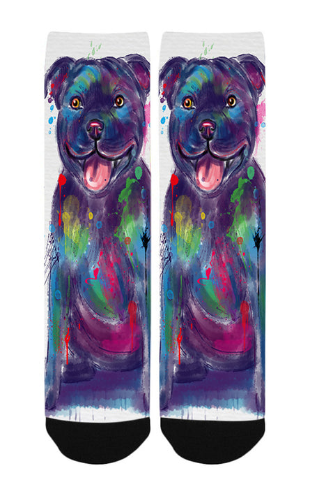 Watercolor Staffordshire Bull Terrier Dog Women's Casual Socks