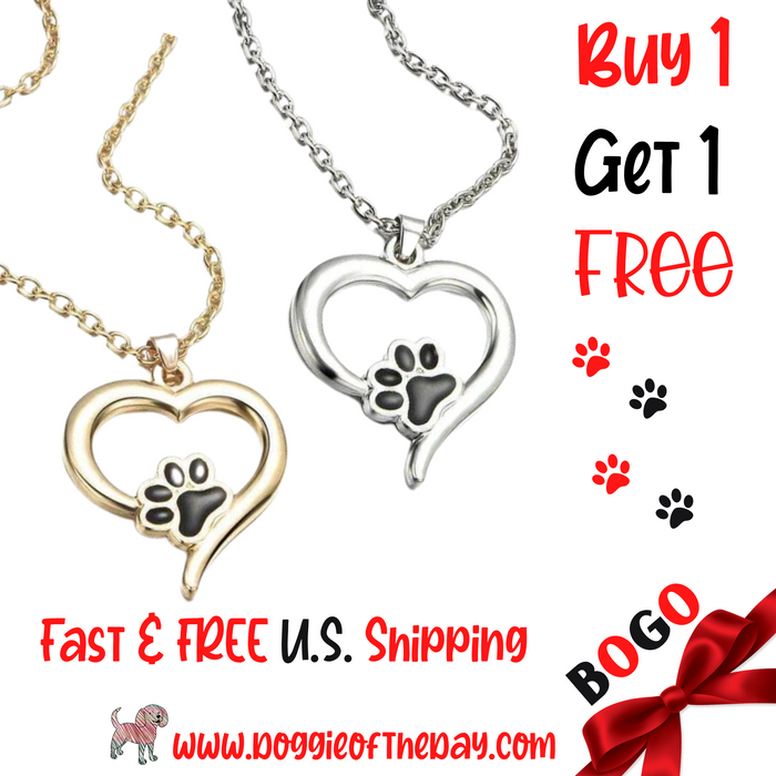 Dog Cat Lover Paw Print Necklace Silver & Gold BOGO OFFER On Sale Now Free Shipping