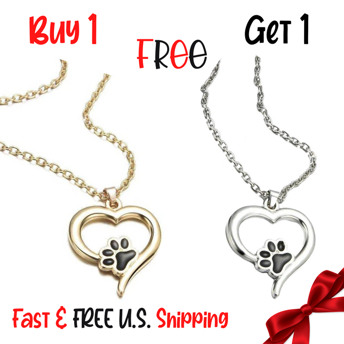 Dog Cat Lover Paw Print Necklace Silver & Gold BOGO OFFER On Sale Now Free Shipping