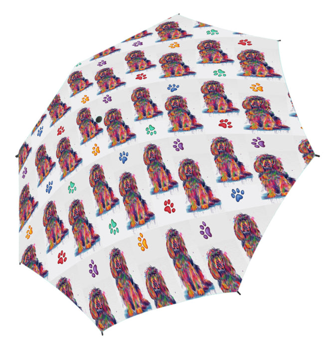 Watercolor Mini Sussex Spaniel DogsSemi-Automatic Foldable Umbrella