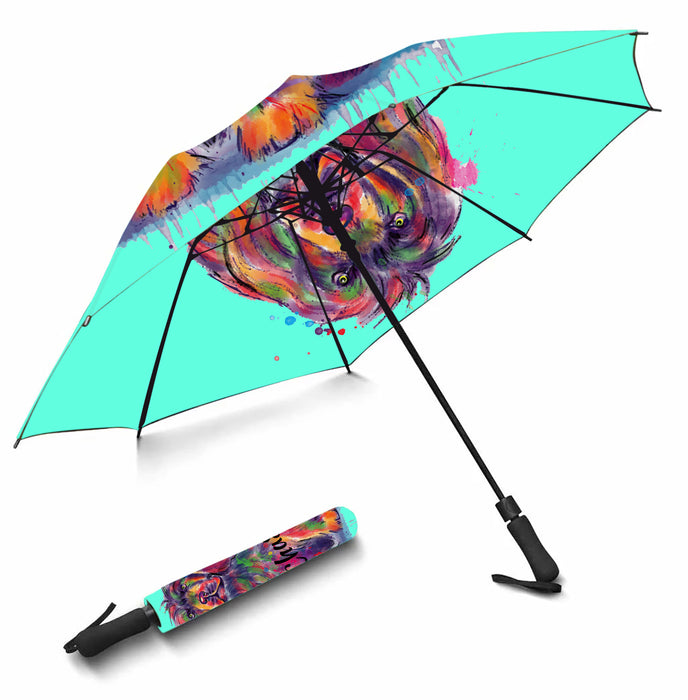 Custom Pet Name Personalized Watercolor Sussex Spaniel DogSemi-Automatic Foldable Umbrella