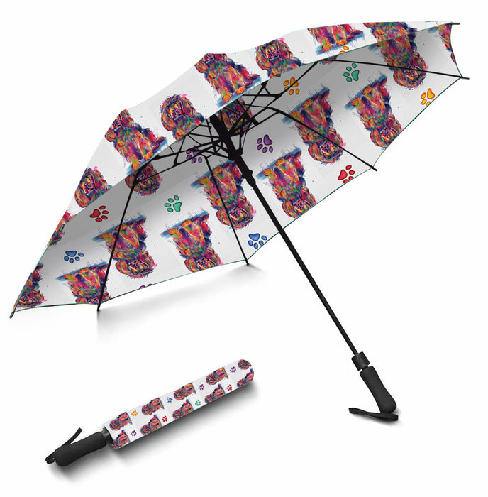 Watercolor Mini Sussex Spaniel DogsSemi-Automatic Foldable Umbrella