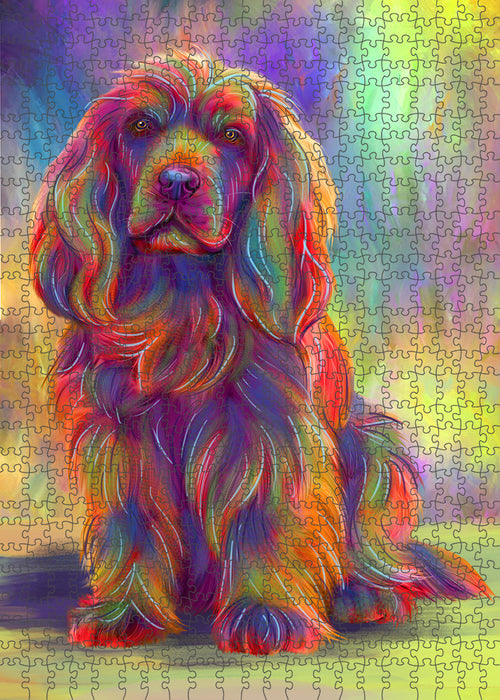 Paradise Wave Sussex Spaniel Dog Portrait Jigsaw Puzzle for Adults Animal Interlocking Puzzle Game Unique Gift for Dog Lover's with Metal Tin Box
