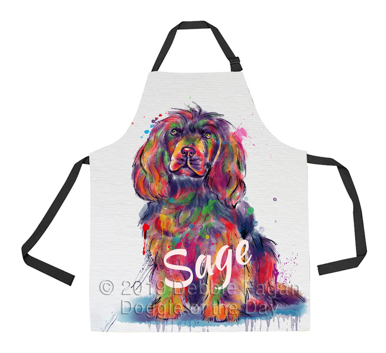 Custom Pet Name Personalized Watercolor Sussex Spaniel Dog Apron